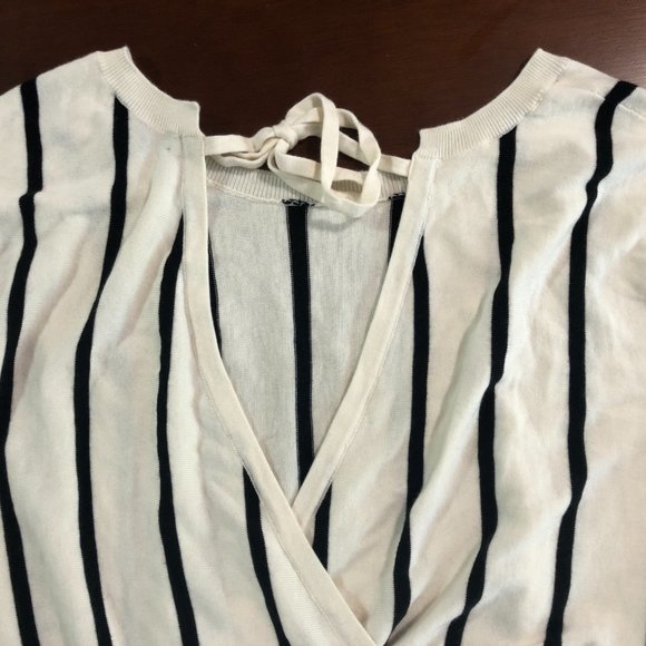 Trouve Striped Open Tie Back Sweater L - Picture 6 of 8